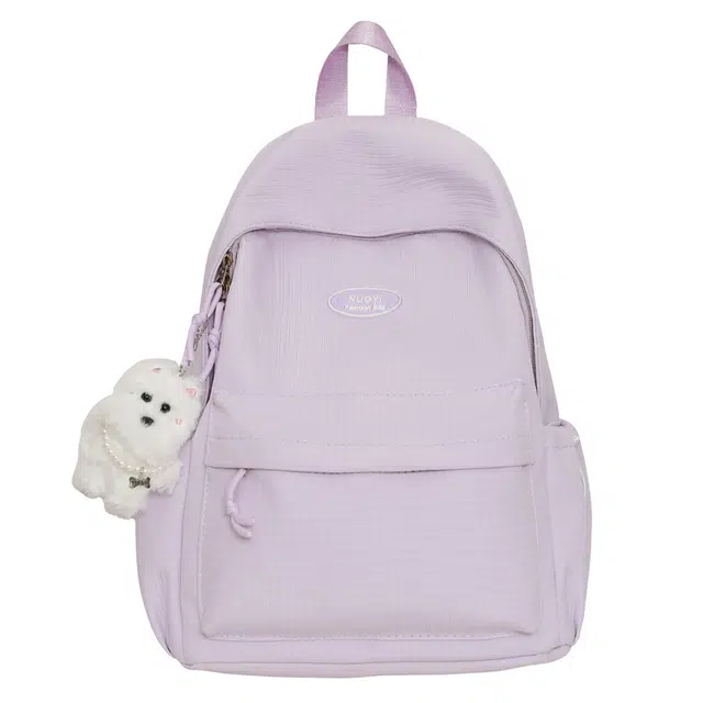 蔻蒂熊 轻便休闲背包简约高颜值逛街出游小书包女生大容量高中生轻盈可爱 涤纶 双肩包 常规 青少年 白色/绿色/黑色/蓝色/粉色/紫色