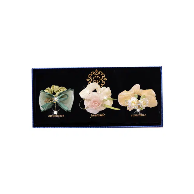 妖娆猫 大肠套装三件套花头饰皮筋扎头发 合金 发圈 女款