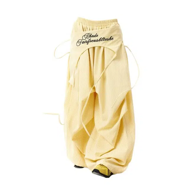 艾梵斯贝 美式复古潮流设计感条纹绑带无性别主义潮酷嘻哈街头爵士舞日常通勤百搭宽松舒适阔腿休闲裤 男女同款