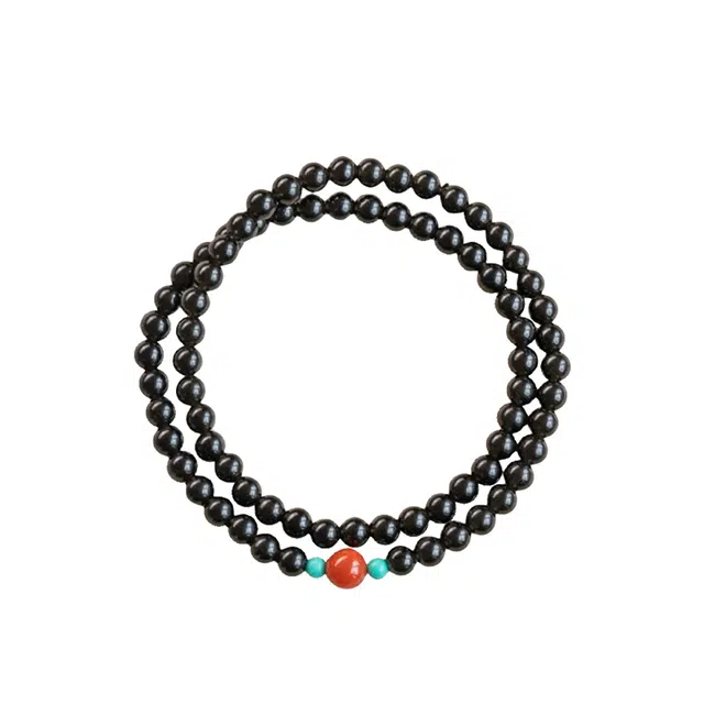 宣华意 新中式国风精致时尚典雅小众高级 五行喜水缺水补水 招财转运 日进斗金#好运 双圈 黑曜石 手串 女款