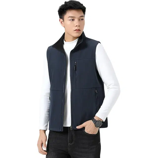 金盾 男士外穿软壳背心速干多口袋秋冬季运动立领马甲 男款