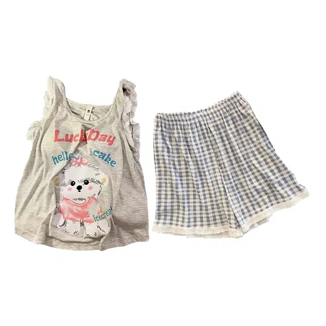 顶瓜瓜 夏季女透气简约休闲舒适柔软面料家居服睡衣套装 女款