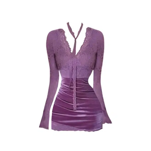 海獭 磨毛修身显瘦包臀短裙长袖连衣裙 女款