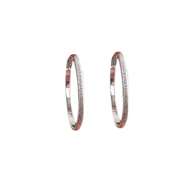 澜耀 银砂环影 韩系肌理大耳圈 小众高级感百搭银色耳饰 合金 耳环 女款