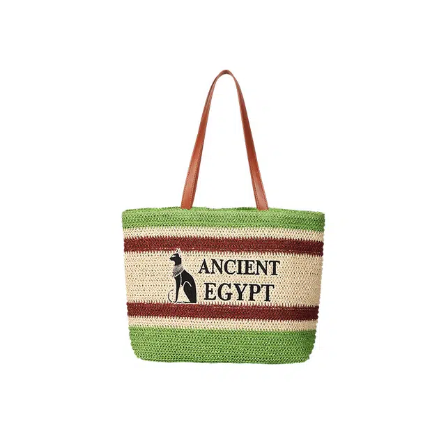 大英博物馆 度假风百搭简约轮廓高颜值 工艺纸拼合成革 单肩包 女款 绿色