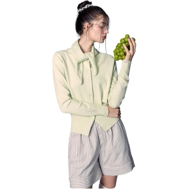 缪斯的诱惑 早春韩系穿搭女春秋减龄气质薄款开衫上衣截短外套 女款