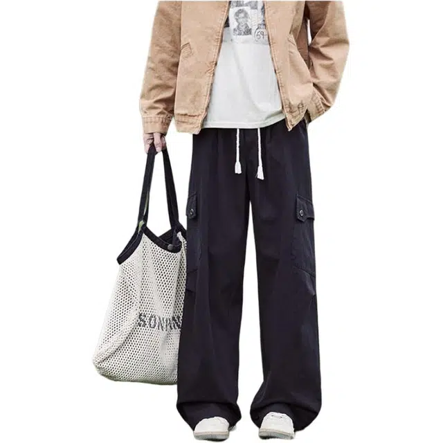 颂希尔 美式港风复古户外高街大口袋工装裤春秋款宽松直筒阔腿裤子潮牌痞帅长裤休闲裤 男女同款