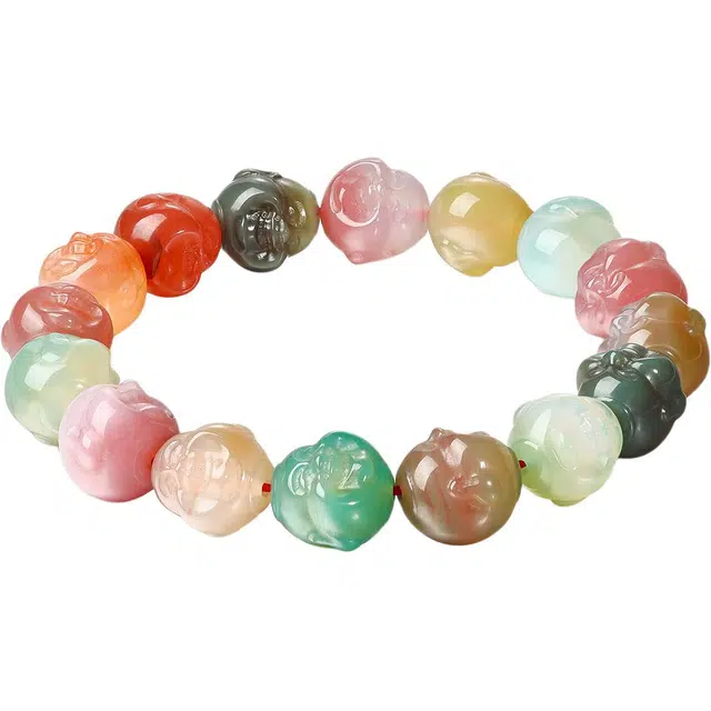 老庙 新中式本命年糖果色佛头串珠 简约时尚小清新平安好运 玛瑙 手串 女款