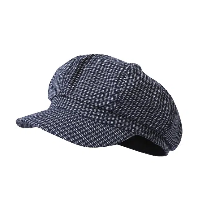 氧气樱桃 夏日日系简约细纹薄款韩版休闲百搭显脸小大头围八角帽 棉 报童帽 男女同款情侣款