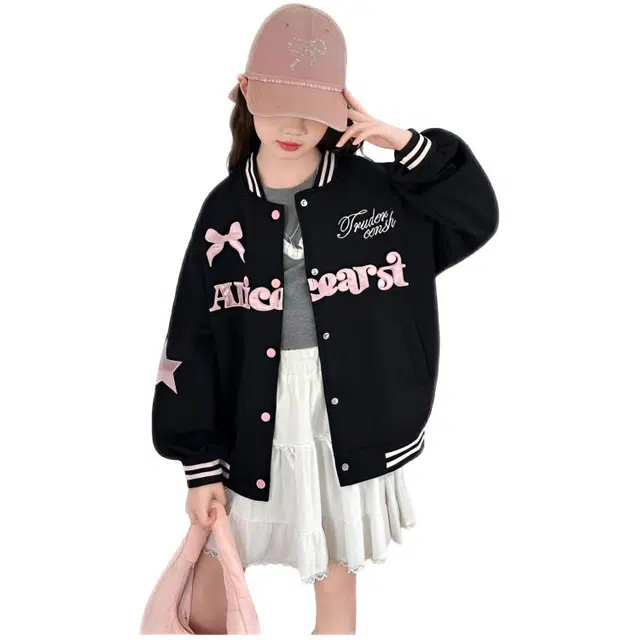 木木兔 棒球服 青春时尚女童外套学院风宽松舒适秋季简约百搭休闲运动字母潮流洋气