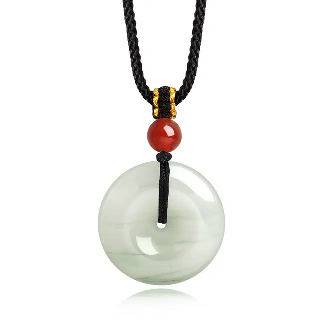 金大福 烟雨平安扣 国潮古典雅韵新中式精致远山黛清雅平安顺遂细腻轻奢高级感通勤百搭编织绳#好运 天山翠 项链 男女同款情侣款