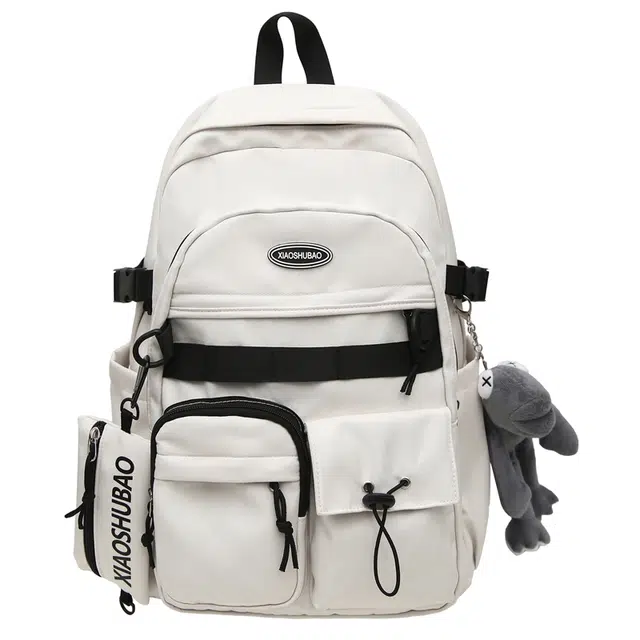 蔻蒂熊 书包初中女生大容量轻便休闲小学生儿童高中大学生男士背包 尼龙布 双肩包 常规 青少年 白色/灰色/黑色/绿色/蓝色/棕色