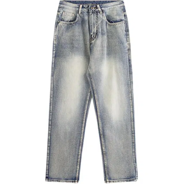 金盾 休闲复古潮流日系水洗宽松牛仔裤 男款