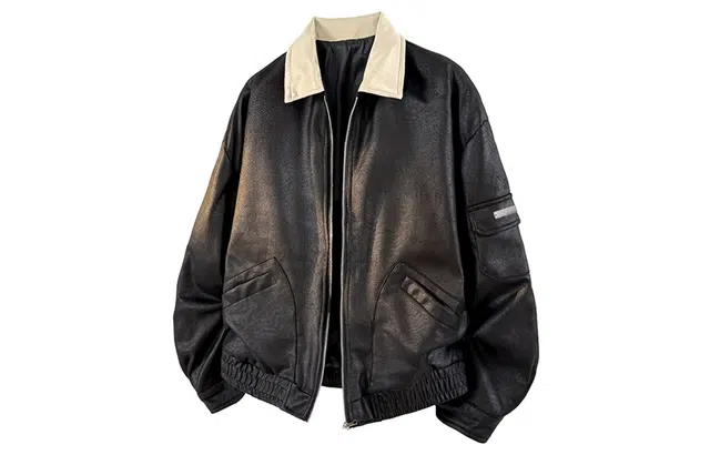 王者荣耀 美式高街拼接翻领工装机车外套高级感痞帅休闲时尚百搭潮牌夹克衫 标语款 男女同款