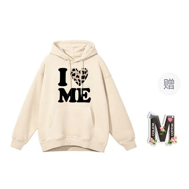 棉购 加绒加厚连帽慵懒风设计感宽松卫衣 女款