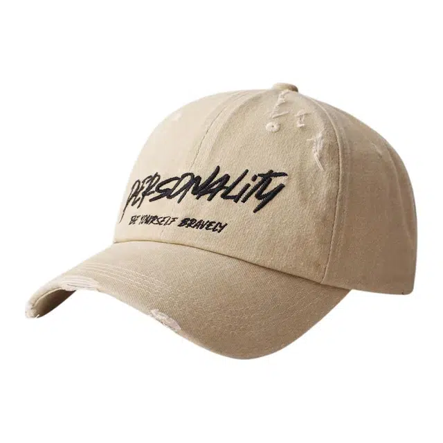 浪莎 复古做旧英文字母刺绣百搭 棉 鸭舌帽 男女同款情侣款