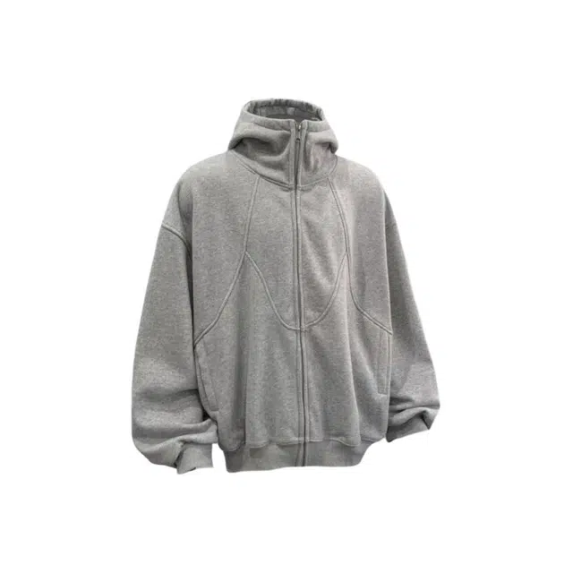 艾梵斯贝 美式复古潮流重磅解构设计感拼接高街潮牌休闲运动日常通勤百搭开衫外套连帽卫衣 男女同款