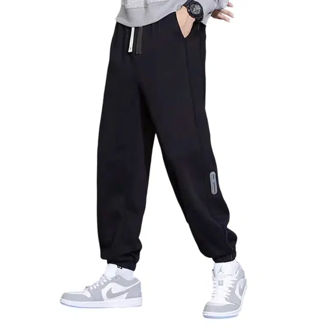 顶峰保罗 纯棉潮牌宽松大码无性别主义运动通勤束脚卫裤弹力抽绳显高百搭简约时尚加绒加厚休闲裤 男女同款