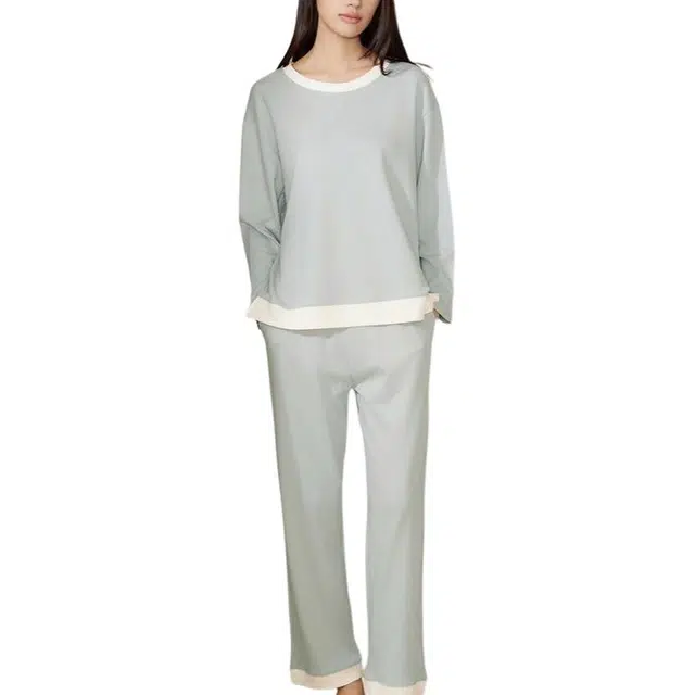 莫代尔 清新气质长袖上衣百搭优雅裤子休闲套装 女款