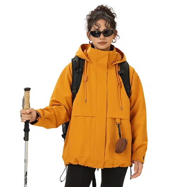 顶峰保罗 三合一可拆卸软壳冲锋工装无性别主义直筒户外登山骑行上衣外套宽松大码多巴胺连帽长袖夹克 男女同款