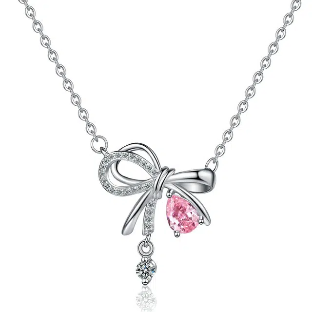 老冯记银楼 蝴蝶结时尚百搭#好运 铜镀金 项链 女款