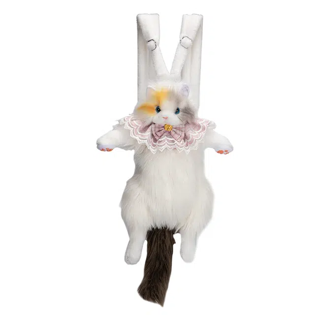 蔻蒂熊 仿真布偶猫背包小猫咪玩偶公仔毛绒布娃娃玩具女 丝绒 双肩包 常规 青少年 灰色