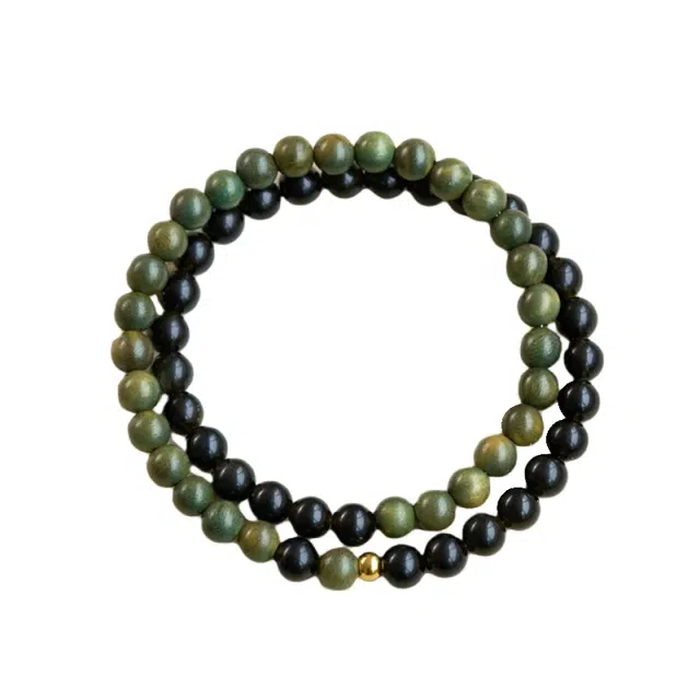 宣华意 国潮新中式简约复古典雅小众高级感 补水缺木 五行喜木水 双圈 招财纳福#好运 黑曜石 手串 女款