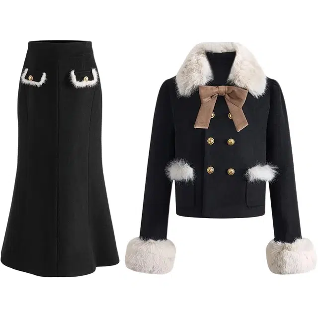 木清清 清新气质长袖上衣百搭优雅裙子裙装套装 女款