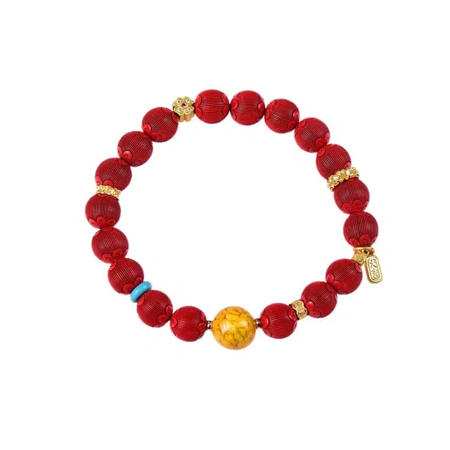 茂琼 精品高含量拉丝绒灯笼切面圆珠散珠小众高级感#好运 朱砂 手串 男女同款情侣款