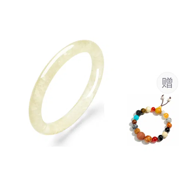 珍·尚银 中国黄金【早日暴富】黄晶透亮美人条 吸金招财升职加薪 财富智慧磁场新中式小众轻奢显白气质圆条礼盒 女友 黄水晶 手镯 女款