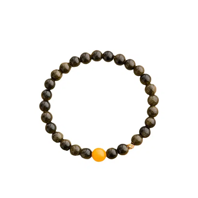 宣华意 国风新中式轻奢时尚高级小众 五行喜金水 转运珠好运 情绪稳定 招财纳福 财气旺旺 平安守护单圈 黑曜石 手串 男女同款情侣款