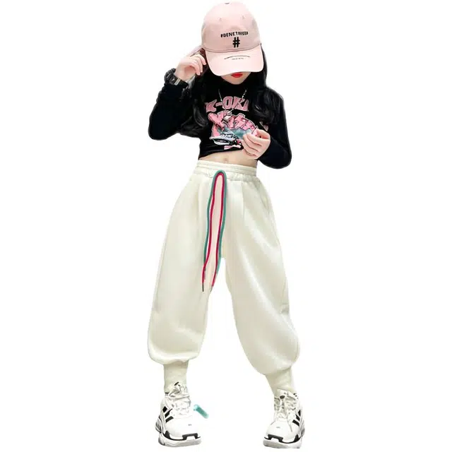 木木兔长裤 时髦洋气宽松舒适工装裤初中生女孩休闲时尚运动裤 青少年