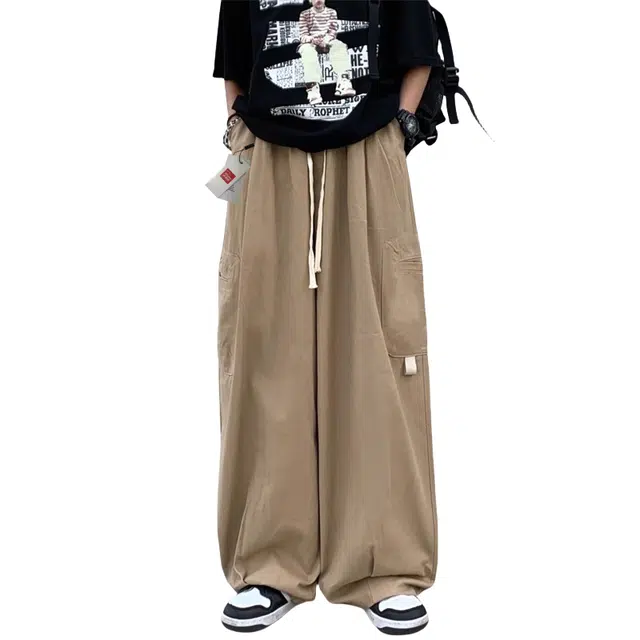 北极绒 嘻哈简约复古口袋直筒工装裤宽松长裤休闲裤 男款