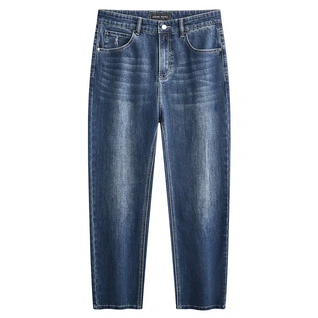 与狼共舞 高棉柔软弹力固色水洗耐磨时尚立体褶皱经典百搭长裤牛仔裤 男款