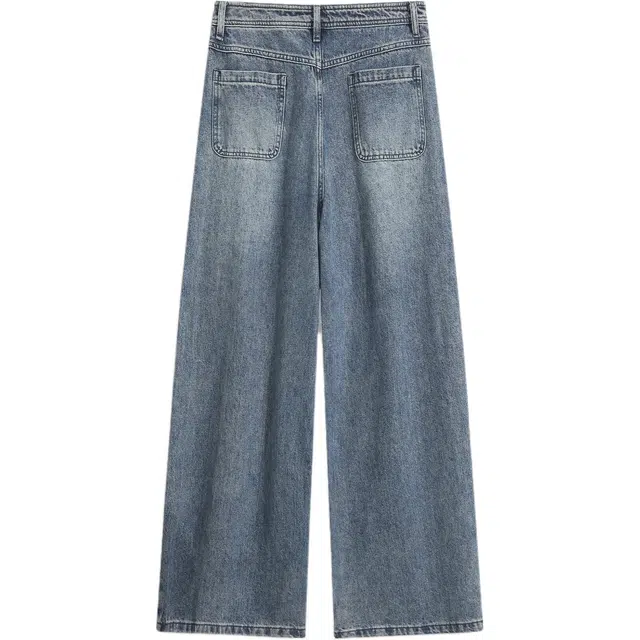 华夏儿女 夏季美式拼接破洞设计宽松阔腿裤牛仔裤 男女同款