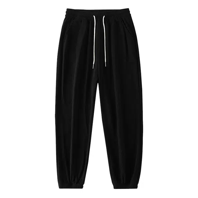 卡丹狄诺 灯芯绒基础简约松紧腰纯色宽松户外休闲秋季潮流束脚针织运动裤 男女同款