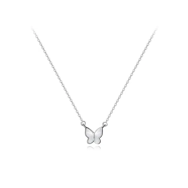 【纯银999 | 幸运蝴蝶】 六桂福珠宝 小众设计经典百搭高级感学生日常简约精致轻奢通勤极简约会温柔气质可调节锁骨链#好运 足银 项链 女款