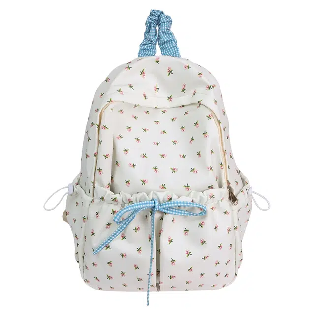 蔻蒂熊 大学生书包初中女生韩版小碎花高颜值文艺小清新少女心背包可爱花色 涤纶 双肩包 常规 白色/蓝色/粉色/花色