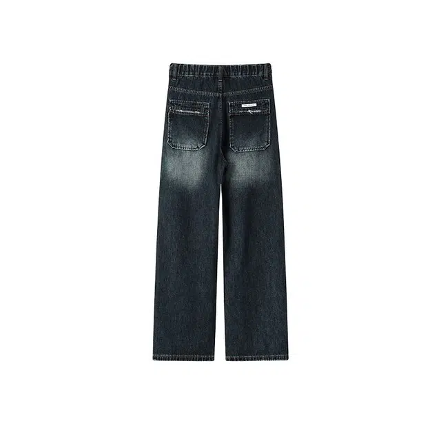 艾梵斯贝 美式复古潮流经典做旧水洗简约设计垂感拖地无性别主义高街风日常通勤百搭宽松直筒休闲牛仔裤 男女同款