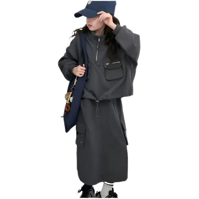 比比我休闲运动套装  女童春秋季大童潮牌工装风时髦小孩衣服 小女孩长袖洋气 舒适帅气轻便