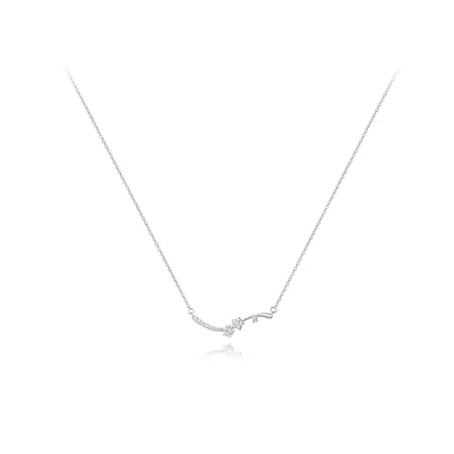 【纯银999 | 星月系列】 六桂福珠宝 小众设计经典百搭高级感简约精致轻奢通勤极简约会温柔气质可调节锁骨链 足银 项链 女款