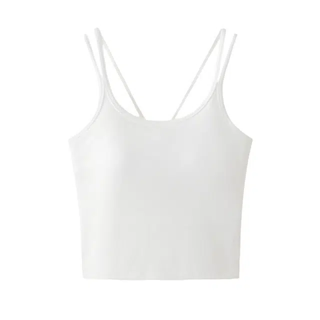 秀黛 美式 辣妹纯欲风甜辣 炸街休闲小众高级感轻盈舒适透气亲肤纯色多色可选美背修身显瘦百搭打底春夏叠搭带胸垫双肩吊带背心 女款