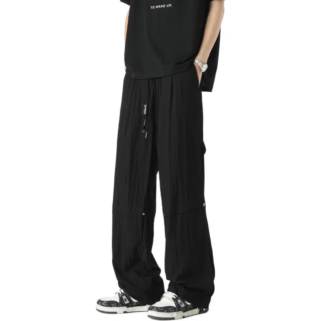 敦煌博物馆 美式复古学院风阔腿垂感褶皱柳钉飘带薄款亲肤舒适透气百搭运动通勤休闲裤 男女同款