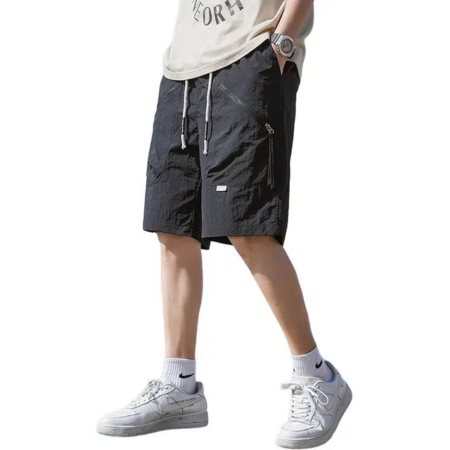 金盾 纯色沙滩百搭舒适速干透气宽松休闲短裤 男款