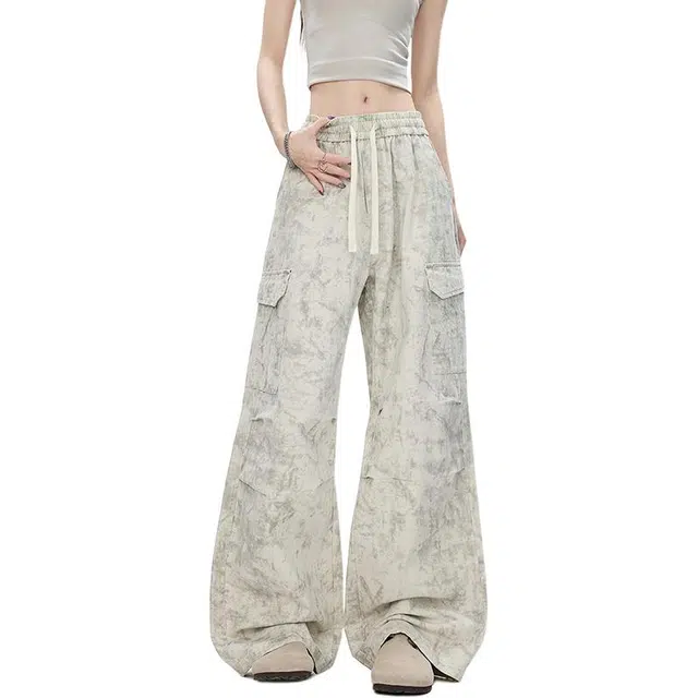 金盾 大码春秋季阔腿裤长裤潮流美式宽松休闲裤 男女同款