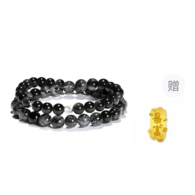 水贝 幸运守护事业有成本命年日常百搭通勤 佛珠转运接福国潮时来运转串珠 #好运 黑曜石 手串 男女同款情侣款