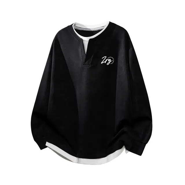 梓润格 春假两件亨利领简约百搭美式复古港风扎染潮流氛围感高级设计大码时尚户外运动舒适经典小众日常通勤韩版老钱风青春卫衣 男女同款