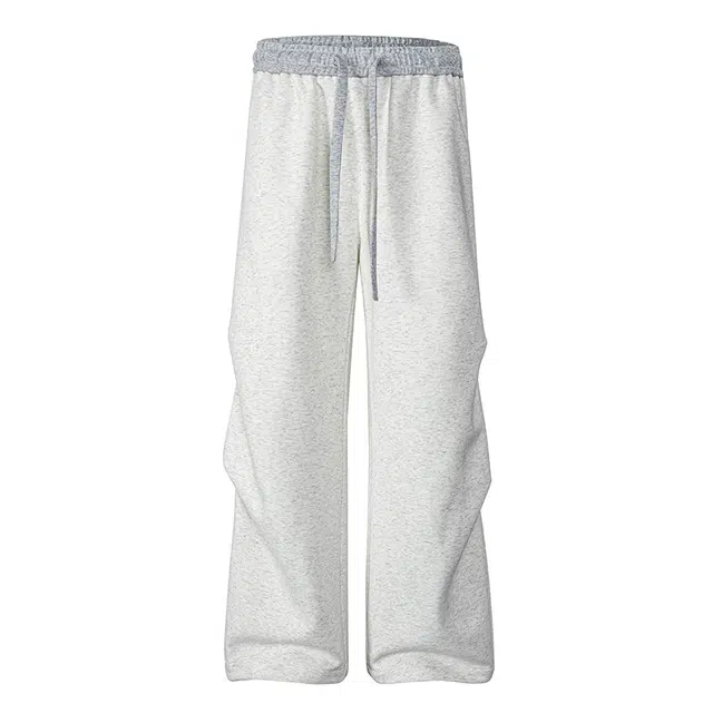 艾梵斯贝 美式复古潮流褶皱撞色拼接小众简约设计感无性别主义高街潮酷日常通勤百搭宽松直筒休闲裤 男女同款