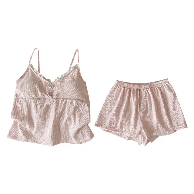 顶瓜瓜 夏季女透气简约休闲亲肤舒适时尚吊带家居服睡衣套装 女款