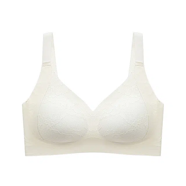慕梵度 无痕提花杯面大码内衣女无钢圈固定杯大胸显小聚拢反重力上托果冻提拉收副乳防下垂轻薄舒适透气文胸 女款